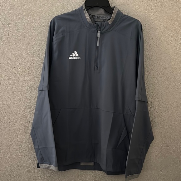 Mens Adidas Fielder's Choice 2.0 Jacket Baseball Onix-Core Heather Medium - Picture 1 of 11